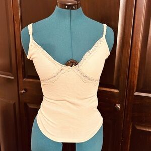 Pale Yellow Lace Trim Cami Top